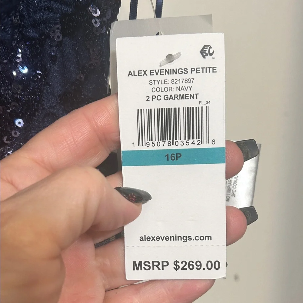Alex Evenings Midnight Blue Sequin Maxi Dress - Picture 4 of 11
